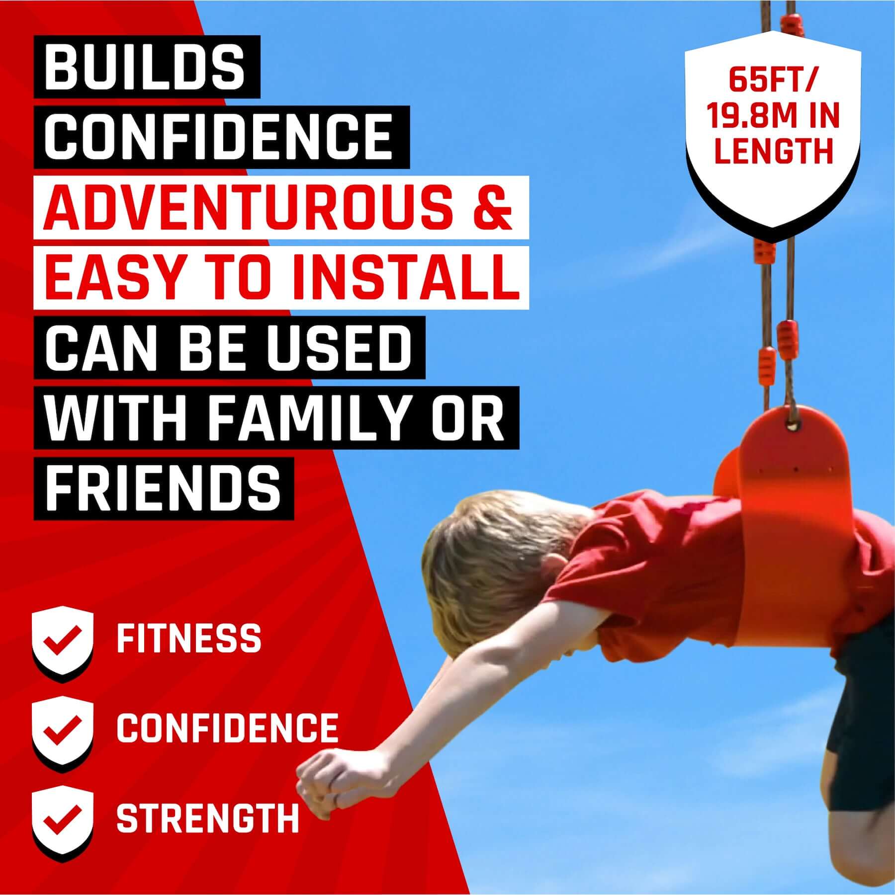 Child enjoying the FOFANA Ninja Slackline Obstacle Course Kit, promoting fitness, confidence, and strength in outdoor play. | Adjustable Ninja Slider Line