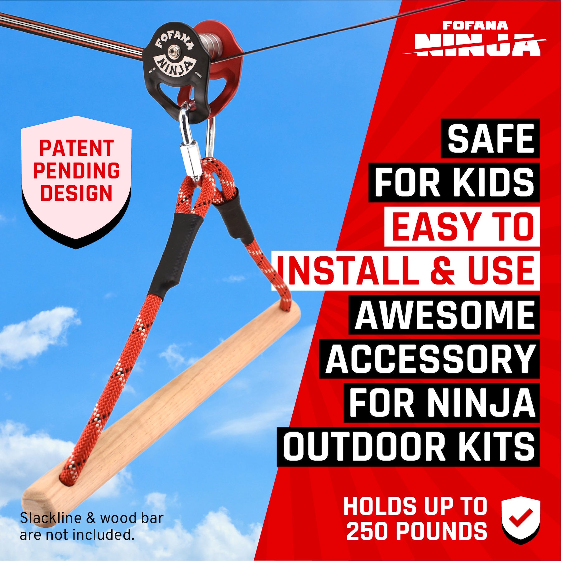 Ninja Slider Slackline Pulley for children