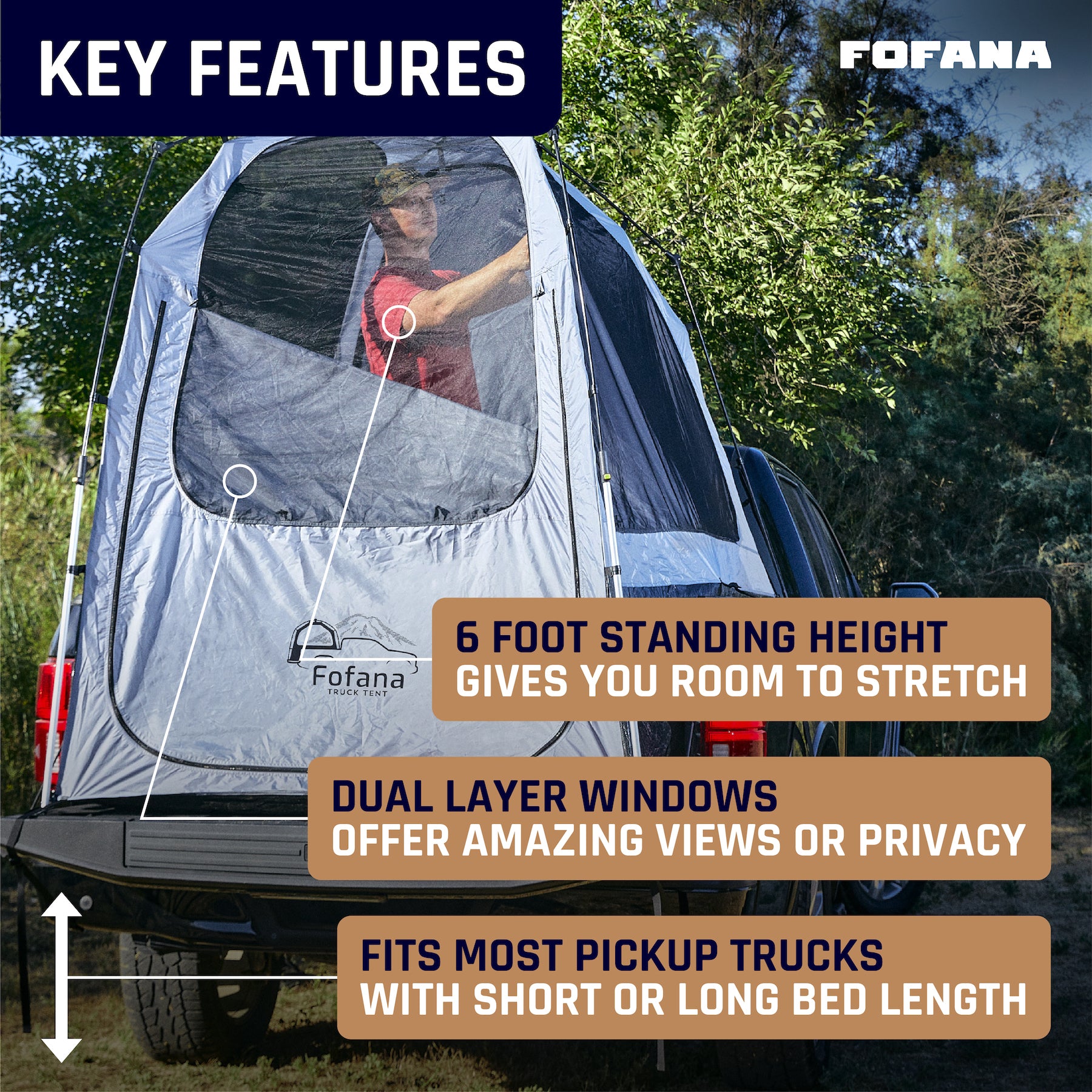features of truck bed pop up tent